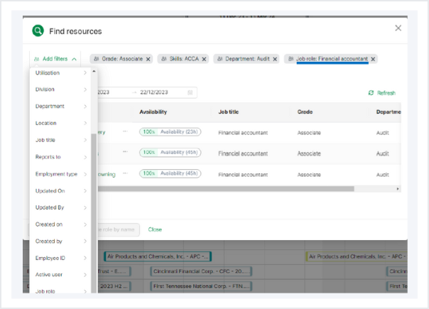 Resource scheduling software customisation features